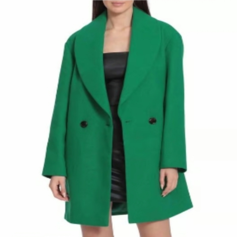 NWT Avec Les Filles Womens Oversized Shawl Collar Peacoat Size XS